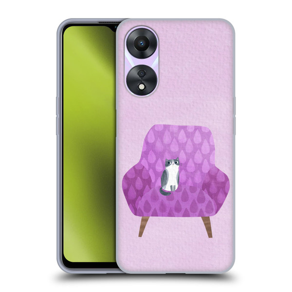 Planet Cat Arm Chair Lilac Chair Cat Soft Gel Case for OPPO A78 5G