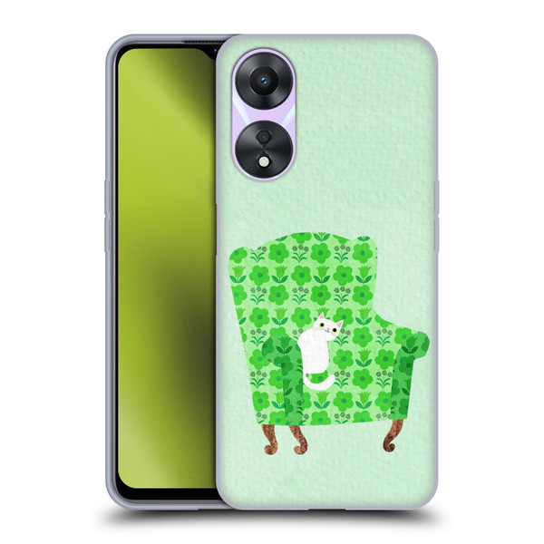 Planet Cat Arm Chair Spring Green Chair Cat Soft Gel Case for OPPO A78 5G