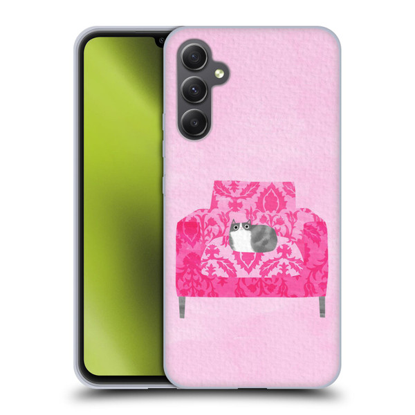 Planet Cat Arm Chair Rose Chair Cat Soft Gel Case for Samsung Galaxy A34 5G