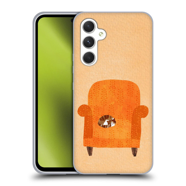 Planet Cat Arm Chair Orange Chair Cat Soft Gel Case for Samsung Galaxy A54 5G