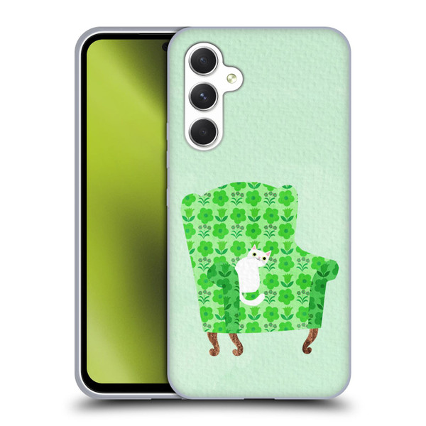 Planet Cat Arm Chair Spring Green Chair Cat Soft Gel Case for Samsung Galaxy A54 5G