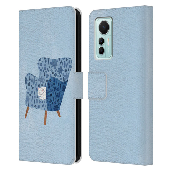 Planet Cat Arm Chair Cornflower Chair Cat Leather Book Wallet Case Cover For Xiaomi 12 Lite