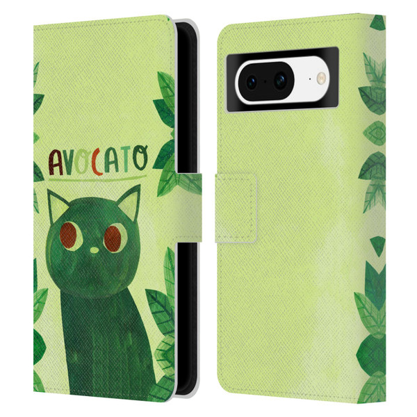 Planet Cat Puns Avocato Leather Book Wallet Case Cover For Google Pixel 8