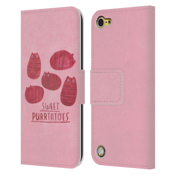 Planet Cat Puns Sweet Purrtatoes Leather Book Wallet Case Cover For Apple iPod Touch 5G 5th Gen