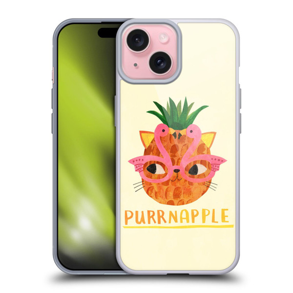 Planet Cat Puns Purrnapple Soft Gel Case for Apple iPhone 15