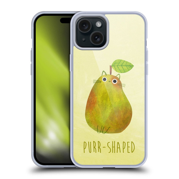 Planet Cat Puns Purr-shaped Soft Gel Case for Apple iPhone 15 Plus
