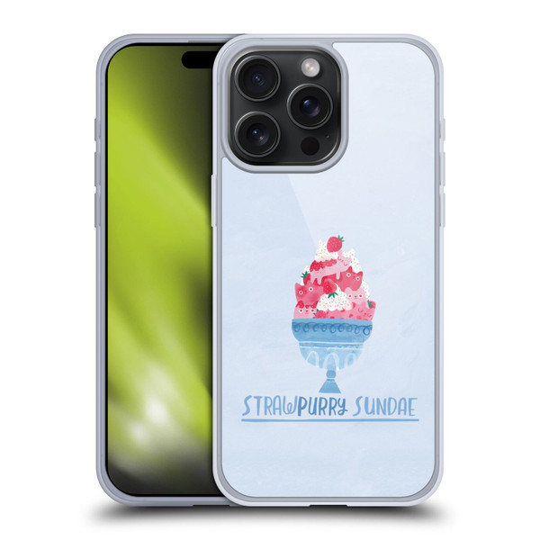 Planet Cat Puns Strawpurry Sundae Soft Gel Case for Apple iPhone 15 Pro Max