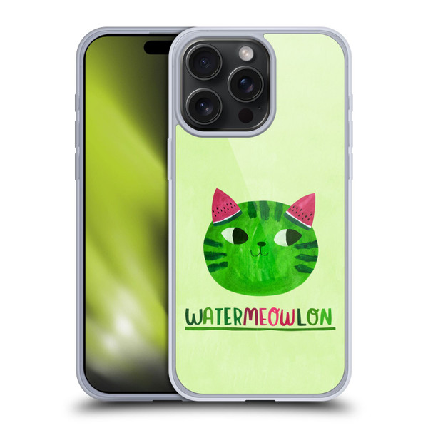 Planet Cat Puns Watermeowlon Soft Gel Case for Apple iPhone 15 Pro Max