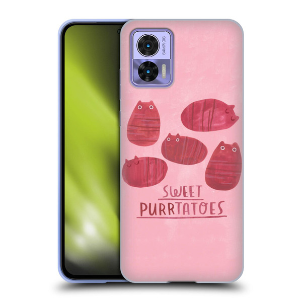 Planet Cat Puns Sweet Purrtatoes Soft Gel Case for Motorola Edge 30 Neo 5G