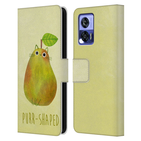 Planet Cat Puns Purr-shaped Leather Book Wallet Case Cover For Motorola Edge 30 Neo 5G