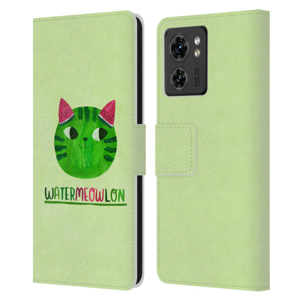 Planet Cat Puns Watermeowlon Leather Book Wallet Case Cover For Motorola Moto Edge 40