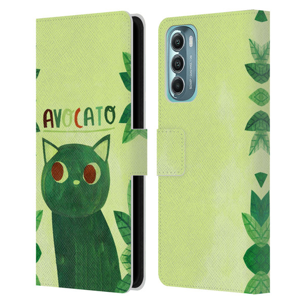 Planet Cat Puns Avocato Leather Book Wallet Case Cover For Motorola Moto G Stylus 5G (2022)