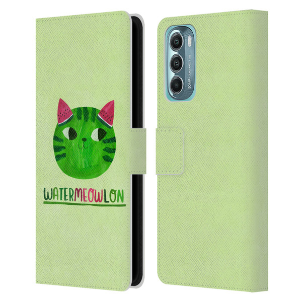 Planet Cat Puns Watermeowlon Leather Book Wallet Case Cover For Motorola Moto G Stylus 5G (2022)