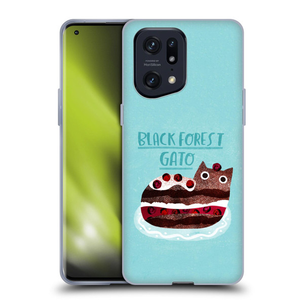 Planet Cat Puns Black Forest Gato Soft Gel Case for OPPO Find X5 Pro