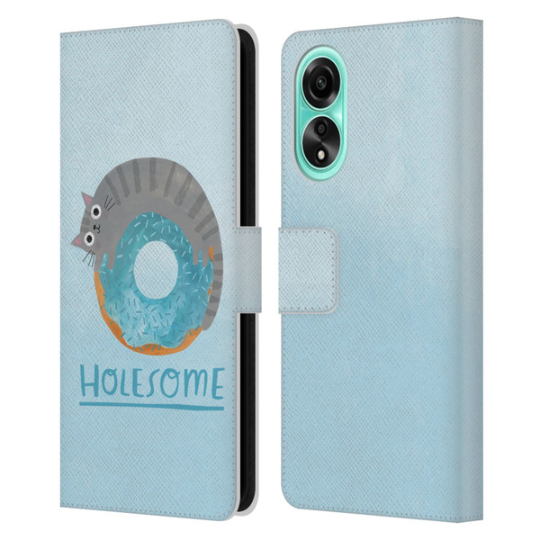 Planet Cat Puns Holesome Leather Book Wallet Case Cover For OPPO A78 4G