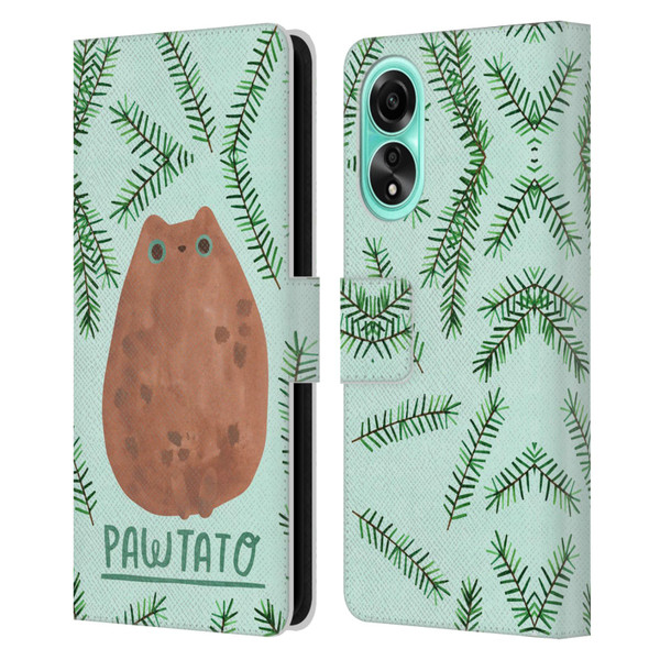 Planet Cat Puns Pawtato Leather Book Wallet Case Cover For OPPO A78 4G