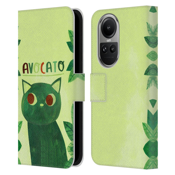 Planet Cat Puns Avocato Leather Book Wallet Case Cover For OPPO Reno10 5G / Reno10 Pro 5G