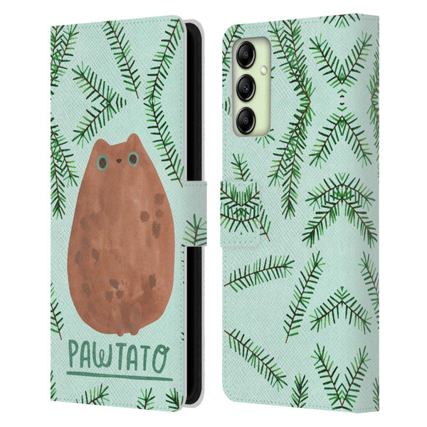 Planet Cat Puns Pawtato Leather Book Wallet Case Cover For Samsung Galaxy A14 5G