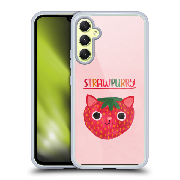 Planet Cat Puns Strawpurry Soft Gel Case for Samsung Galaxy A34 5G