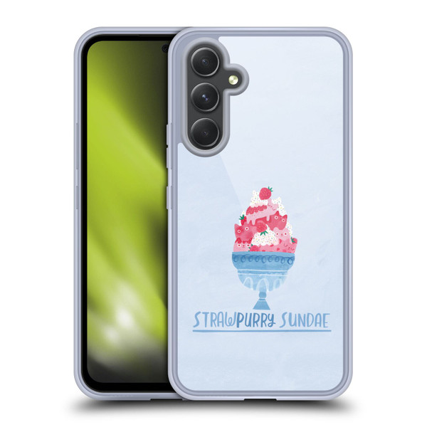 Planet Cat Puns Strawpurry Sundae Soft Gel Case for Samsung Galaxy A54 5G
