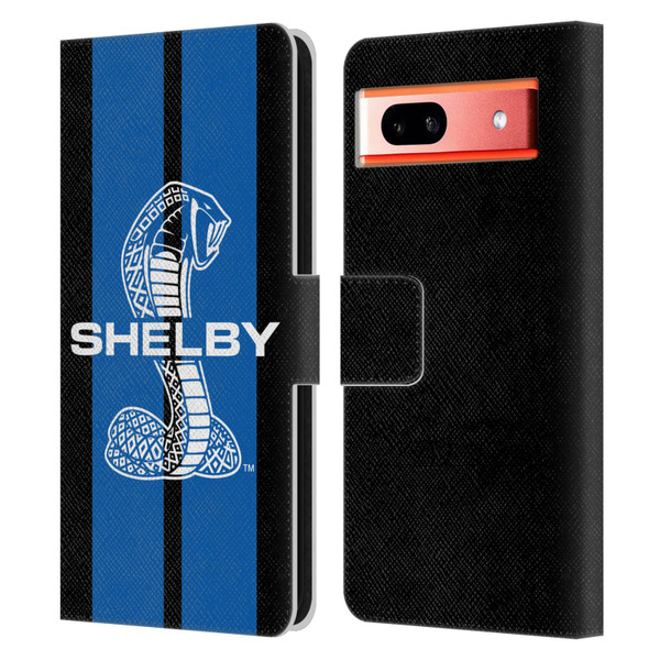 Shelby Car Graphics Blue Leather Book Wallet Case Cover For Google Pixel 7a