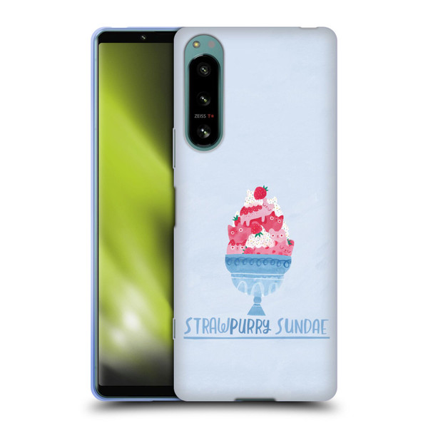 Planet Cat Puns Strawpurry Sundae Soft Gel Case for Sony Xperia 5 IV