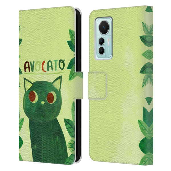 Planet Cat Puns Avocato Leather Book Wallet Case Cover For Xiaomi 12 Lite