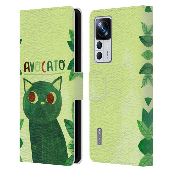 Planet Cat Puns Avocato Leather Book Wallet Case Cover For Xiaomi 12T Pro