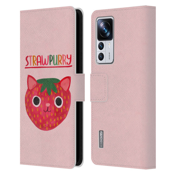 Planet Cat Puns Strawpurry Leather Book Wallet Case Cover For Xiaomi 12T Pro