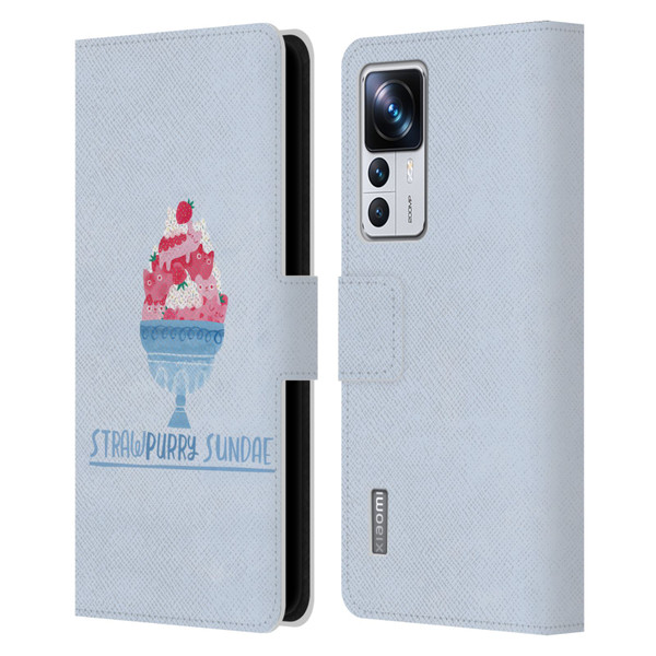 Planet Cat Puns Strawpurry Sundae Leather Book Wallet Case Cover For Xiaomi 12T Pro