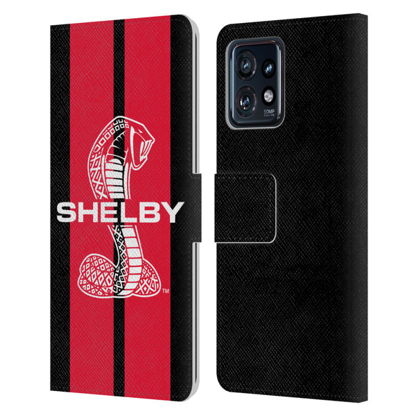 Shelby Car Graphics Red Leather Book Wallet Case Cover For Motorola Moto Edge 40 Pro