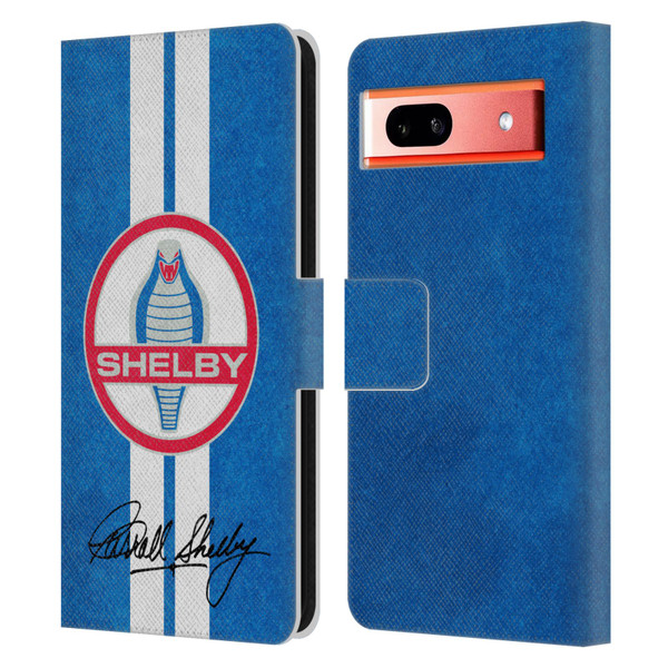 Shelby Logos Distressed Blue Leather Book Wallet Case Cover For Google Pixel 7a