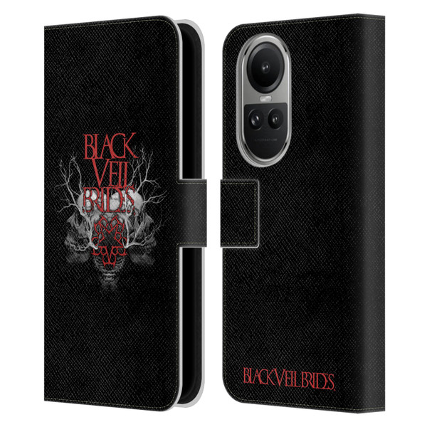 Black Veil Brides Band Art Skull Branches Leather Book Wallet Case Cover For OPPO Reno10 5G / Reno10 Pro 5G