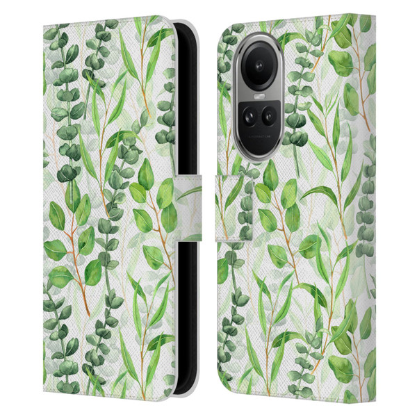 Katerina Kirilova Fruits & Foliage Patterns Eucalyptus Mix Leather Book Wallet Case Cover For OPPO Reno10 5G / Reno10 Pro 5G