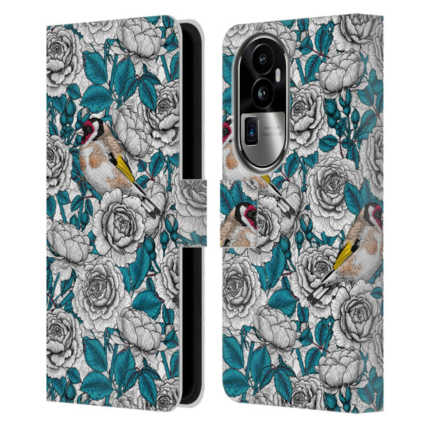 Katerina Kirilova Floral Patterns White Rose & Birds Leather Book Wallet Case Cover For OPPO Reno10 Pro+