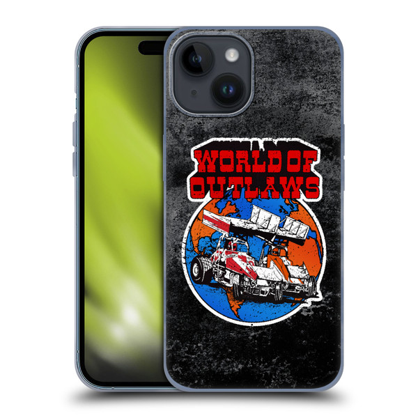 World of Outlaws Western Graphics Distressed Sprint Car Logo Soft Gel Case for Apple iPhone 15