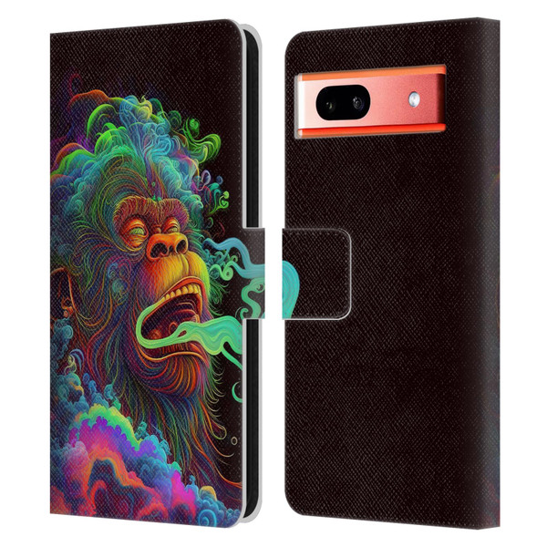 Wumples Cosmic Animals Clouded Monkey Leather Book Wallet Case Cover For Google Pixel 7a