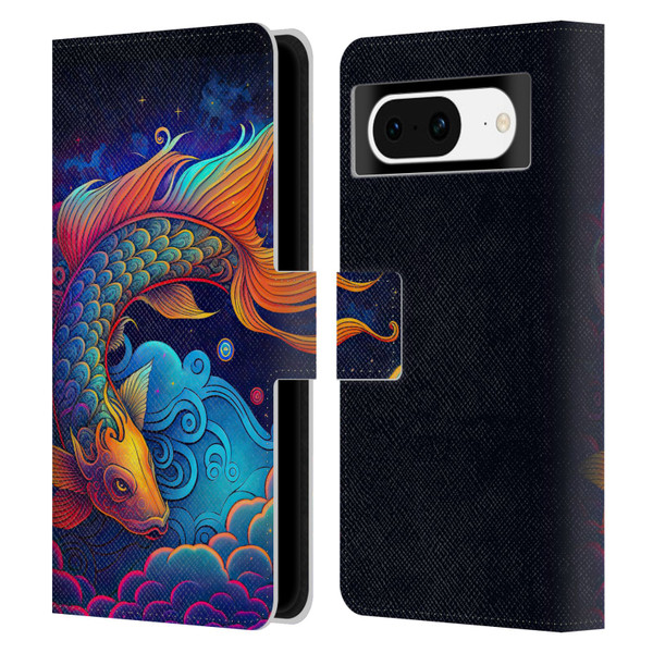 Wumples Cosmic Animals Clouded Koi Fish Leather Book Wallet Case Cover For Google Pixel 8