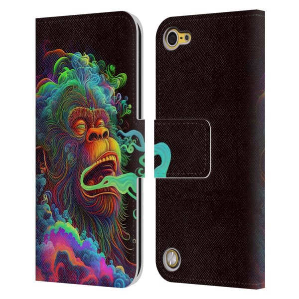 Wumples Cosmic Animals Clouded Monkey Leather Book Wallet Case Cover For Apple iPod Touch 5G 5th Gen