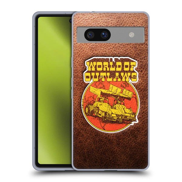 World of Outlaws Western Graphics Sprint Car Leather Print Soft Gel Case for Google Pixel 7a