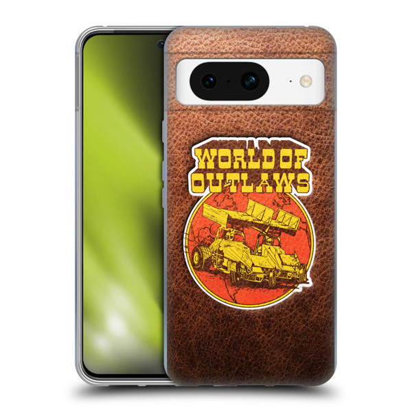 World of Outlaws Western Graphics Sprint Car Leather Print Soft Gel Case for Google Pixel 8