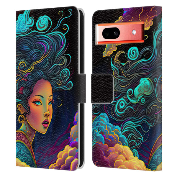 Wumples Cosmic Arts Cloud Goddess Leather Book Wallet Case Cover For Google Pixel 7a