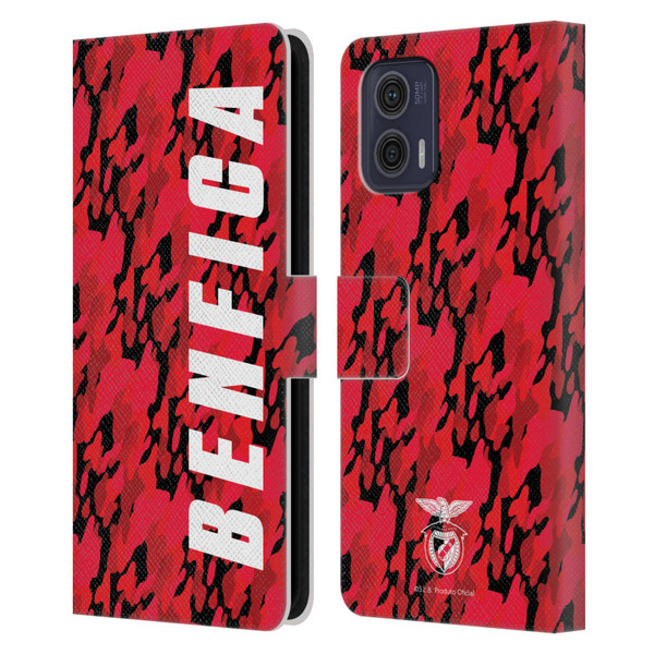 S.L. Benfica 2021/22 Crest Camouflage Leather Book Wallet Case Cover For Motorola Moto G73 5G