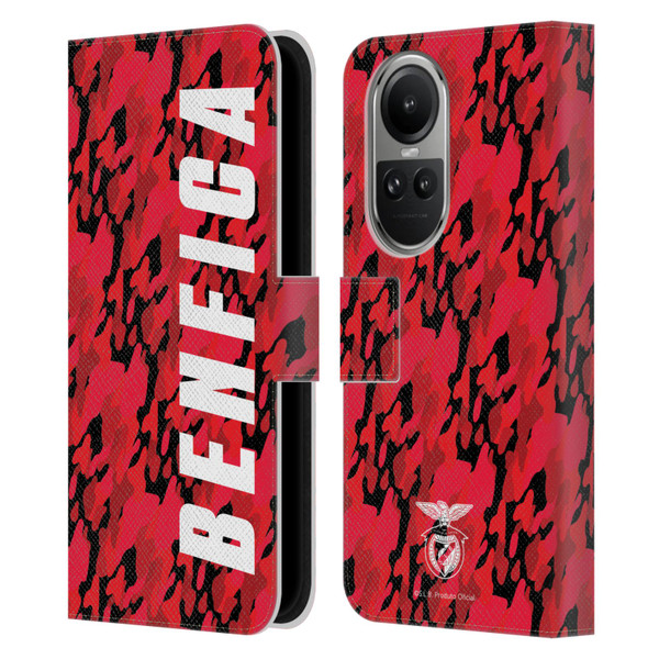 S.L. Benfica 2021/22 Crest Camouflage Leather Book Wallet Case Cover For OPPO Reno10 5G / Reno10 Pro 5G