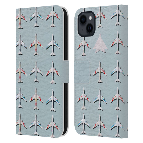 Pepino De Mar Patterns 2 Airplane Leather Book Wallet Case Cover For Apple iPhone 15 Plus