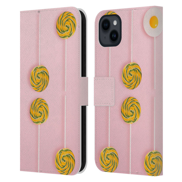 Pepino De Mar Patterns 2 Lollipop Leather Book Wallet Case Cover For Apple iPhone 15 Plus