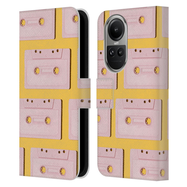 Pepino De Mar Patterns 2 Cassette Tape Leather Book Wallet Case Cover For OPPO Reno10 5G / Reno10 Pro 5G