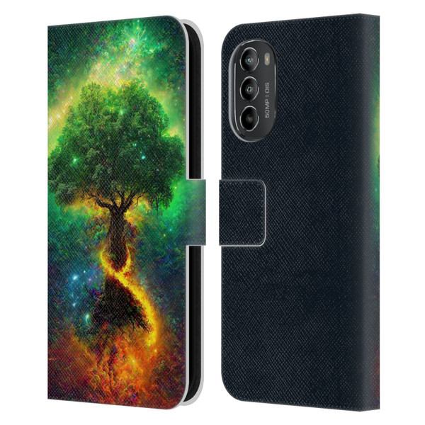 Wumples Cosmic Universe Yggdrasil, Norse Tree Of Life Leather Book Wallet Case Cover For Motorola Moto G82 5G