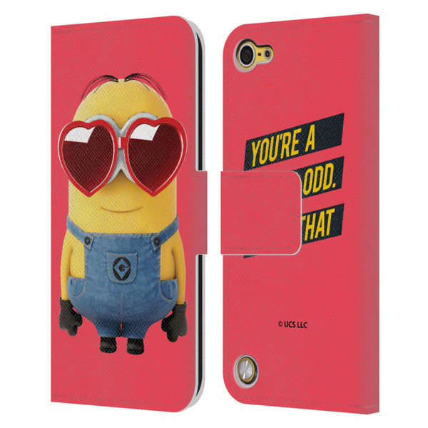 Minions Rise of Gru(2021) Valentines 2021 Heart Glasses Leather Book Wallet Case Cover For Apple iPod Touch 5G 5th Gen