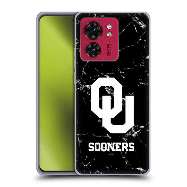 University of Oklahoma OU The University of Oklahoma Black And White Marble Soft Gel Case for Motorola Moto Edge 40